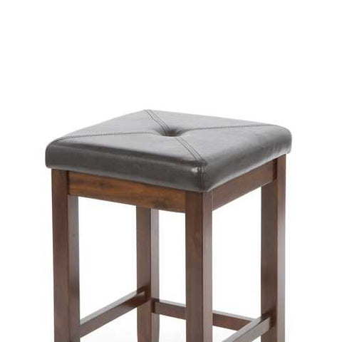 Image of Set of 2 - Vintage Mahogany Bar Stools with Faux Leather Cushion Seat