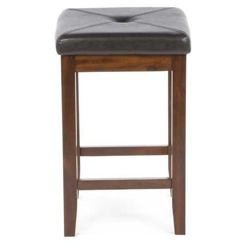 Image of Set of 2 - Vintage Mahogany Bar Stools with Faux Leather Cushion Seat