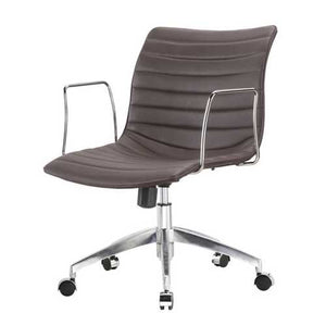 Dark Brown Mid-Back Comfortable Mid-century Modern Office Chair with 26.7-in Wide Seat