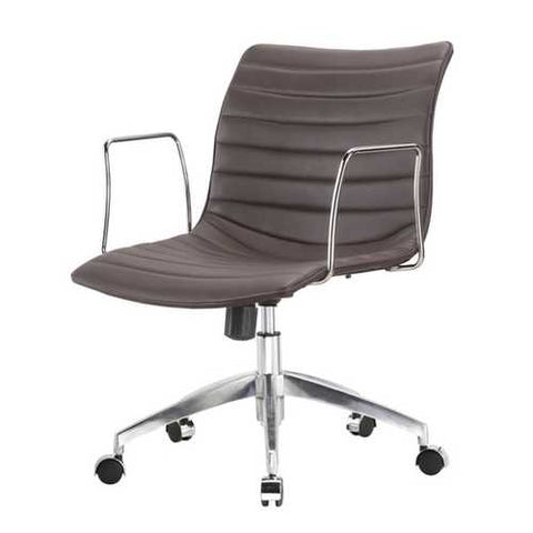 Image of Dark Brown Mid-Back Comfortable Mid-century Modern Office Chair with 26.7-in Wide Seat