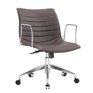 Dark Brown Mid-Back Comfortable Mid-century Modern Office Chair with 26.7-in Wide Seat