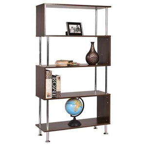 Modern Wood and Steel 4-Shelf Bookcase