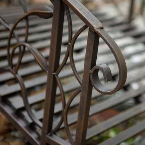 Image of 4-Foot Steel Frame Metal Garden Bridge in Rustic Weathered Black Finish