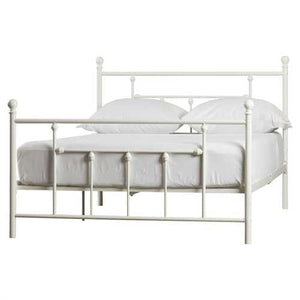 Full size White Metal Platform Bed Frame with Headboard and Footboard