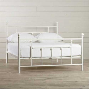 Full size White Metal Platform Bed Frame with Headboard and Footboard