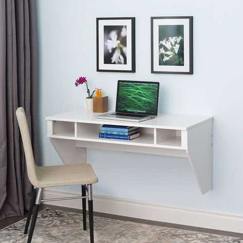 Image of White Space Saving Laptop Tablet Computer Desk Wall-Mount at any Height