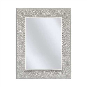 Rectangle Bathroom Vanity Mirror with Mosaic Crystal Floral Motif Border