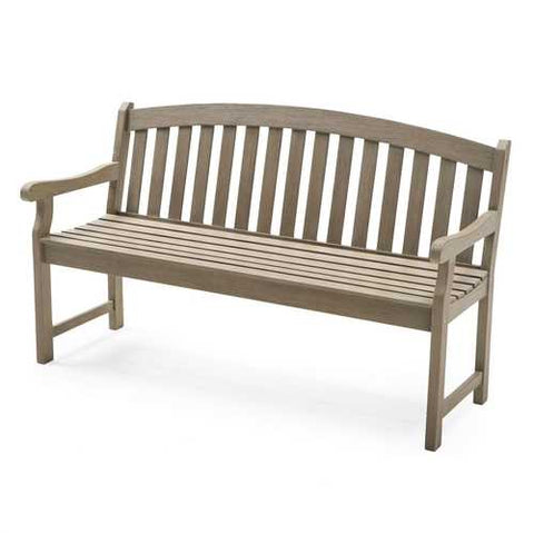 Image of Outdoor Curved Back 5-Ft Garden Bench with Arms in Driftwood Finish