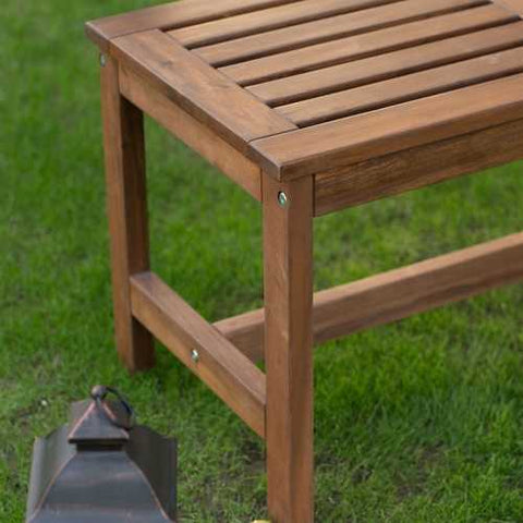 Image of 3-Ft Outdoor Backless Garden Bench in Dark Brown Wood Finish