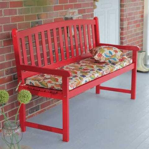 Image of 5-Ft Outdoor Garden Bench in Red Wood Finish with Armrest