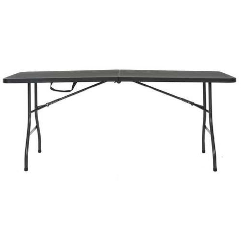 Image of Black 6-Ft Centerfold Folding Table with Weather Resistant Top