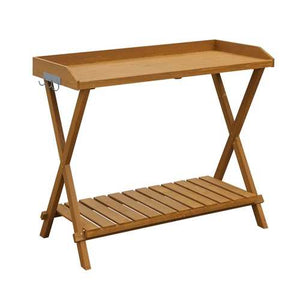 Outdoor Folding Garden Table Potting Bench with Slatted Bottom