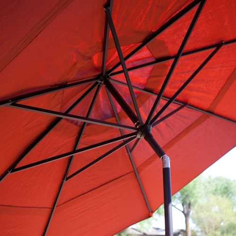 Image of Outdoor Patio 11-Ft Market Umbrella with Push Button Tilt with Brick Red Orange Shade