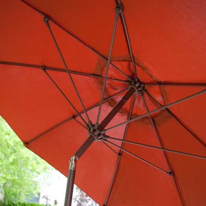 9-Ft Push Button Tilt Patio Umbrella with Rust Red Orange Shade and Bronze Finish Pole