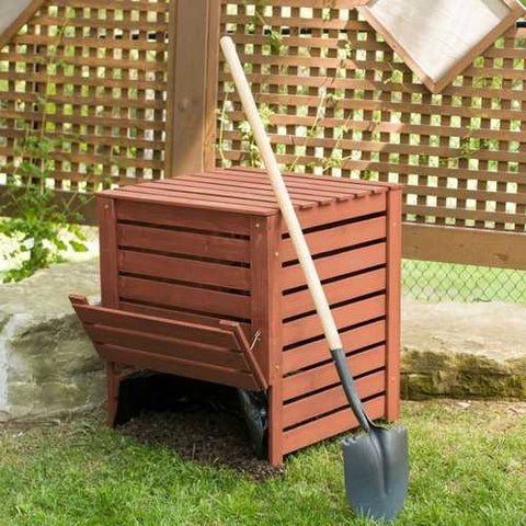 Image of Outdoor 90 Gallon Solid Wood Compost Bin with Brown Finish