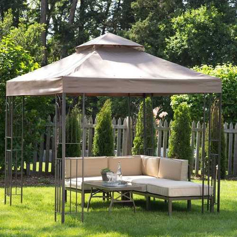 Image of 8-Ft x 8-Ft Steel Metal Frame Gazebo with Outdoor Weather Resistant Top Vent Canopy