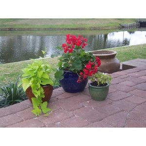 3 Piece Ceramic Planter Set in Azure Topaz and Peridot