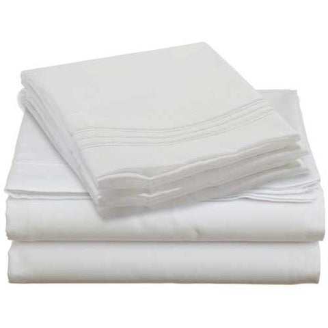 Image of King size 4-piece Silky Soft Microfiber Sheet Set in White