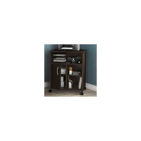 Image of Contemporary Printer Stand Cart with Storage Shelves in Chocolate