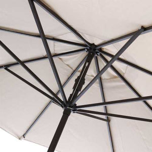 9-Ft Market Umbrella with Tilt and Crank with Beige and White Stripe Canopy