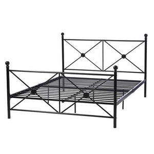 Queen size Black Metal Platform Bed Frame with Headboard and Footboard