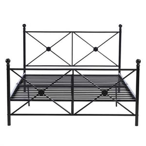 Queen size Black Metal Platform Bed Frame with Headboard and Footboard