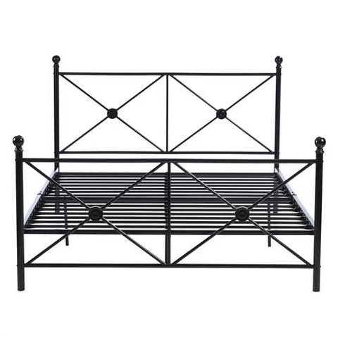 Image of Queen size Black Metal Platform Bed Frame with Headboard and Footboard