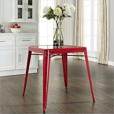 Image of Modern Classic French Cafe Style Metal Dining Table in Red