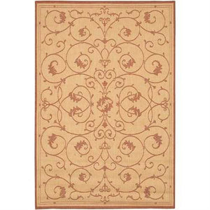 2' x 3'9 Floret Vines Leaves Floral Area Rug in Terracotta Natural