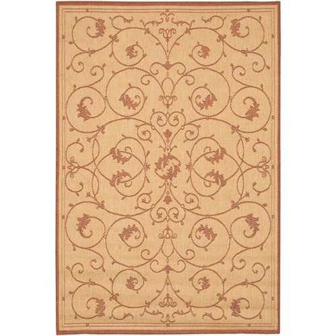 Image of 2' x 3'9 Floret Vines Leaves Floral Area Rug in Terracotta Natural