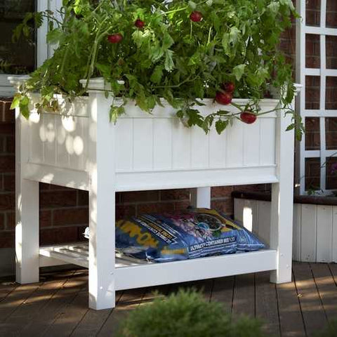 Image of Elevated Planter Raised Grow Bed in White Vinyl