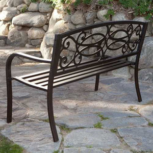 4-Ft Metal Garden Bench in Antique Black Finish