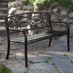 4-Ft Metal Garden Bench in Antique Black Finish