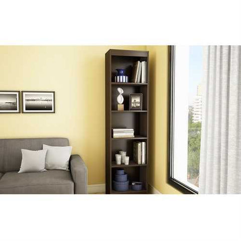 Image of Chocolate Brown Wood Finish 71-inch Tall 5-Shelf Bookcase