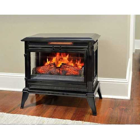 Image of Black Portable Electric Fireplace Stove Infrared Heater