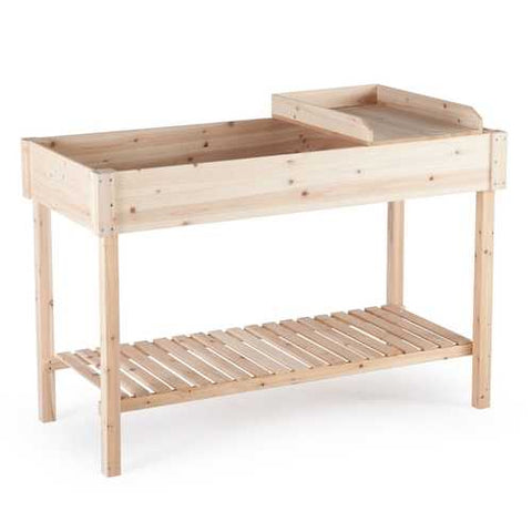 Image of Potting Bench Garden Planting Table in Unfinished Cedar Wood