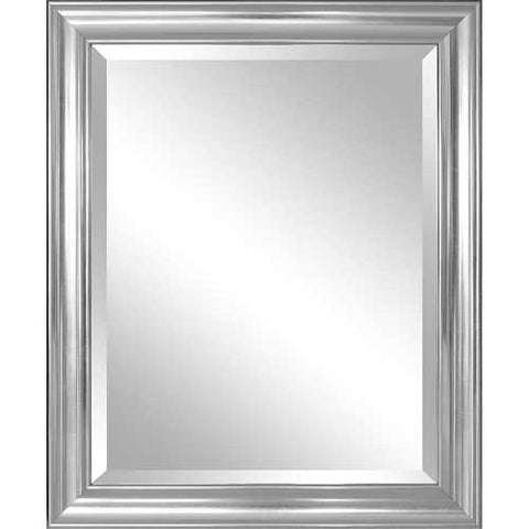 Image of Bathroom Mirror with Silver Frame - Hangs Vertically or Horizontally