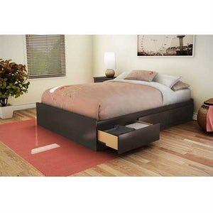 Full size Modern Storage Bed with 3 Drawers in Chocolate Finish