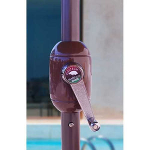 Outdoor 9-Ft Patio Umbrella with Khaki Canopy and Bronze Push Button Tilt Pole