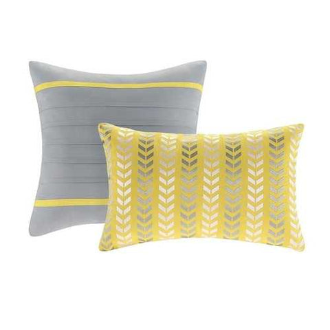 Image of Twin/Twin XL 4-Piece Chevron Stripes Comforter Set in Gray White Yellow