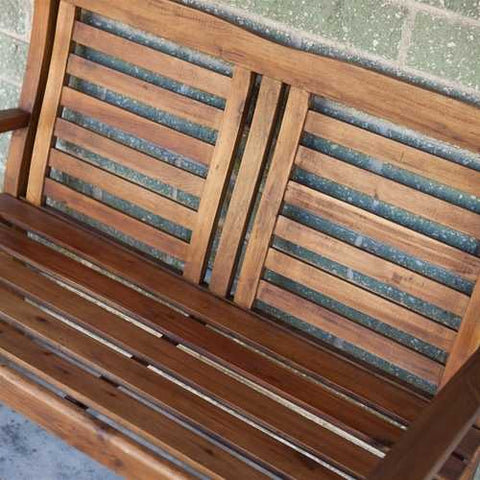 Image of Contemporary Outdoor 2-Seat Garden Bench with Weather Resistant Wood Finish