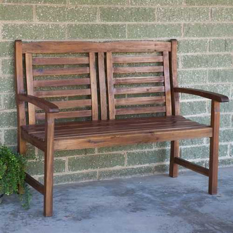 Image of Contemporary Outdoor 2-Seat Garden Bench with Weather Resistant Wood Finish