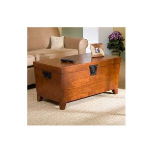 Wooden Lift Top Coffee Table Storage Trunk in Mission Oak Finish