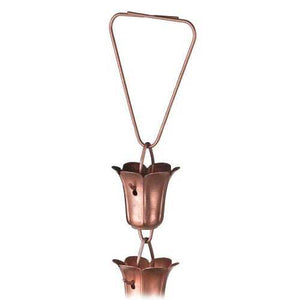 Handmade 8.5 Ft Solid Copper Tulip Rain Chain