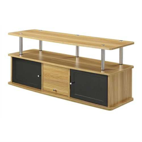 Image of Modern 50-inch TV Stand in Light Oak / Black Wood Finish