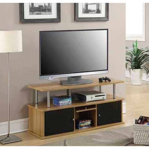 Image of Modern 50-inch TV Stand in Light Oak / Black Wood Finish