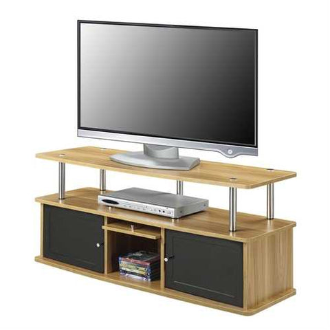 Image of Modern 50-inch TV Stand in Light Oak / Black Wood Finish