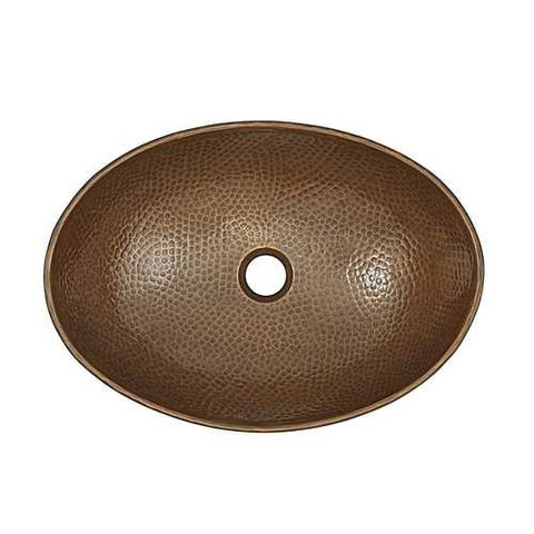 Image of Hammered Copper Bath Vessel Sink Oval 19 x 14 inch