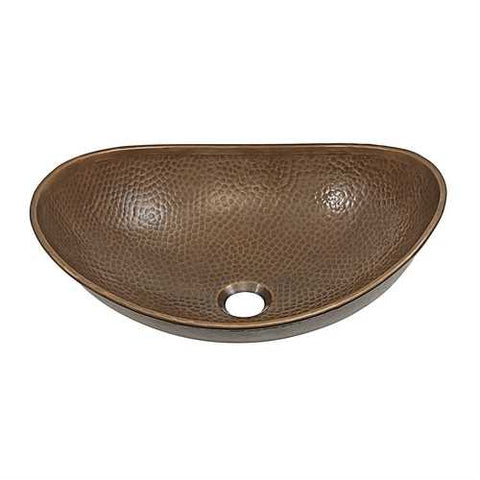 Image of Hammered Copper Bath Vessel Sink Oval 19 x 14 inch