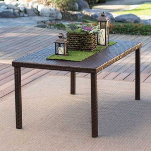 Dark Brown 63-in Outdoor Resin Wicker Rectangular Patio Dining Table - Seats 6